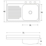 Tarja Sencilla Sobreponer EB Técnica MCM401 Acero Inox Satinado y Escurridor Izq