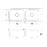 Tarja Doble Submontar EB Técnica CS210 Acero Inox Satinado