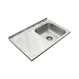 Tarja Sencilla Sobreponer EB Técnica MCM401 Acero Inox Satinado y Escurridor Izq