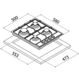 Parrilla Gas Empotre Teka EP 60 4G AI BTN 60 cm (24") Acero Inoxidable